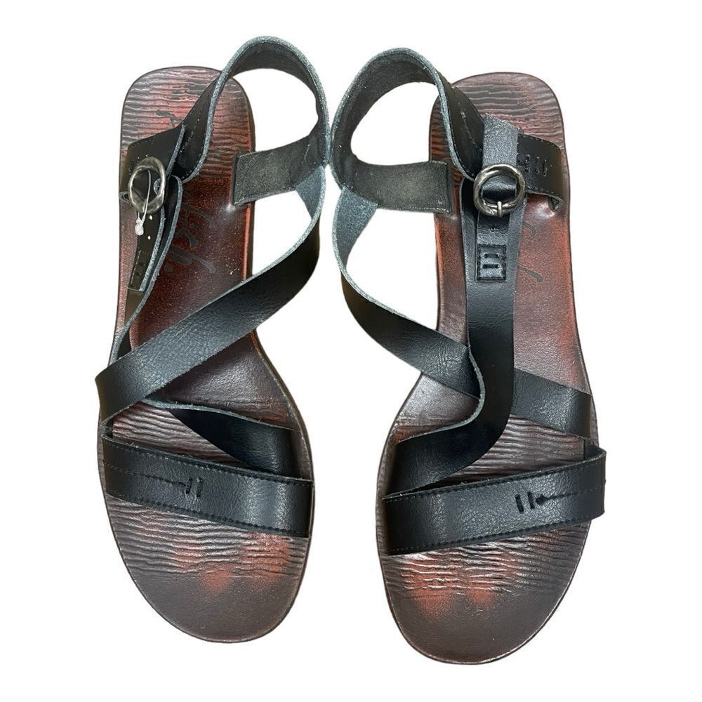 Blowfish Malibu Black Strappy Gladiator Sandals Ankle Strap Flat Size 11